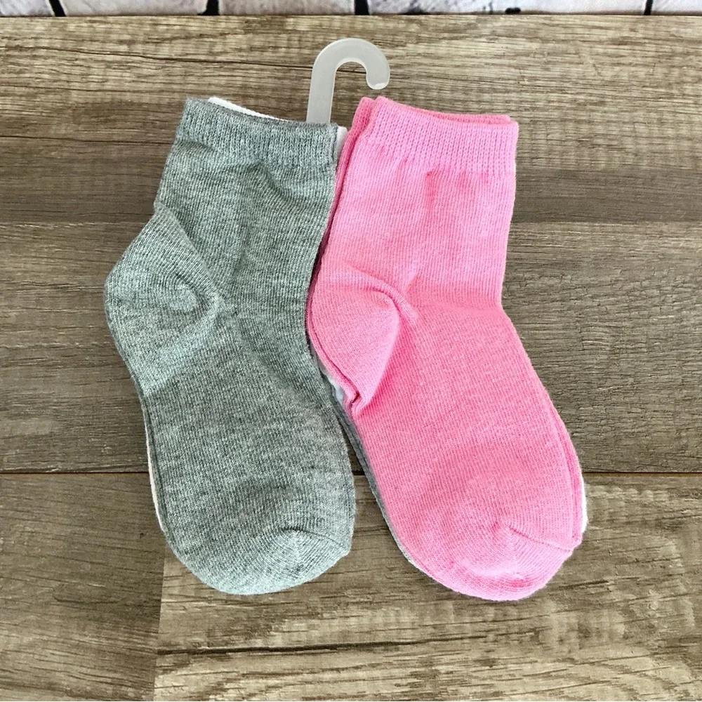 New Goldbug 6 Pack of Socks Gray Pink White Kids Size 2-4 Years